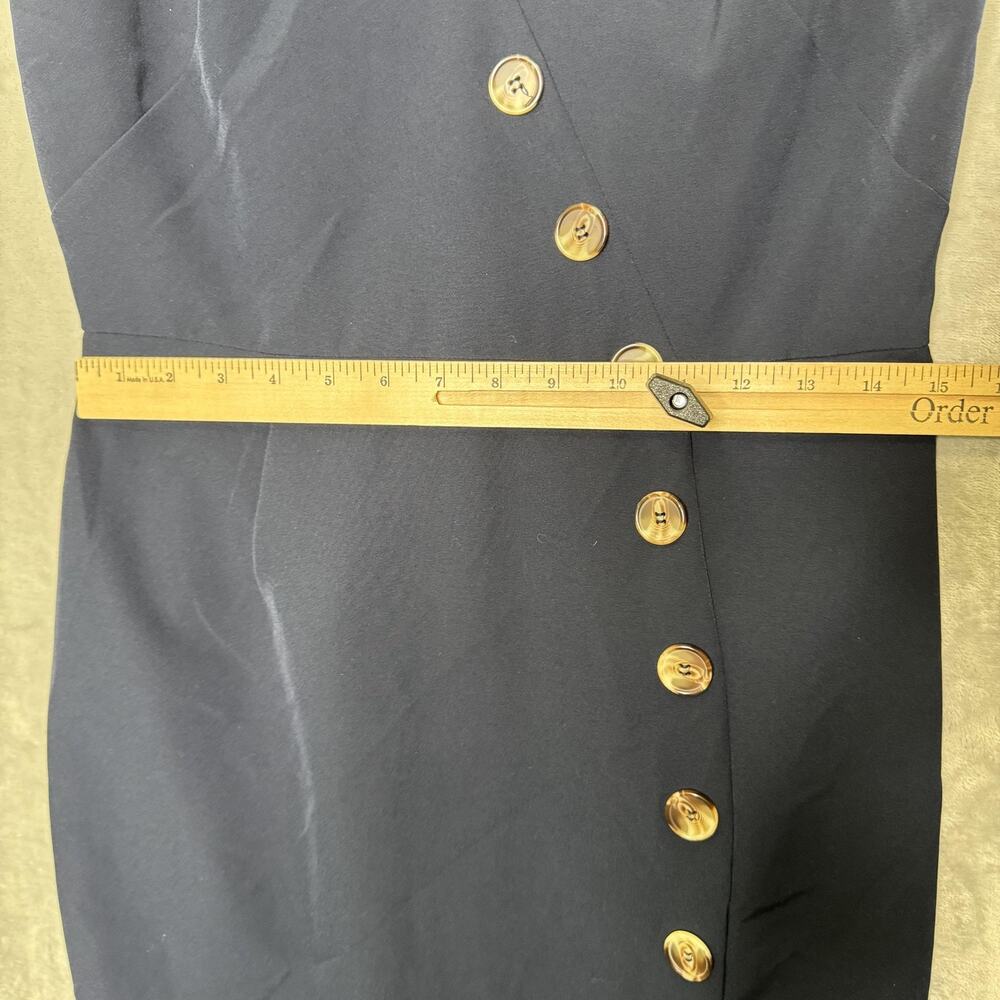 Vince Camuto Dress Womens 10 Navy Blue Sleeveless V Neck Button Sheath Career - Picture 10 of 11